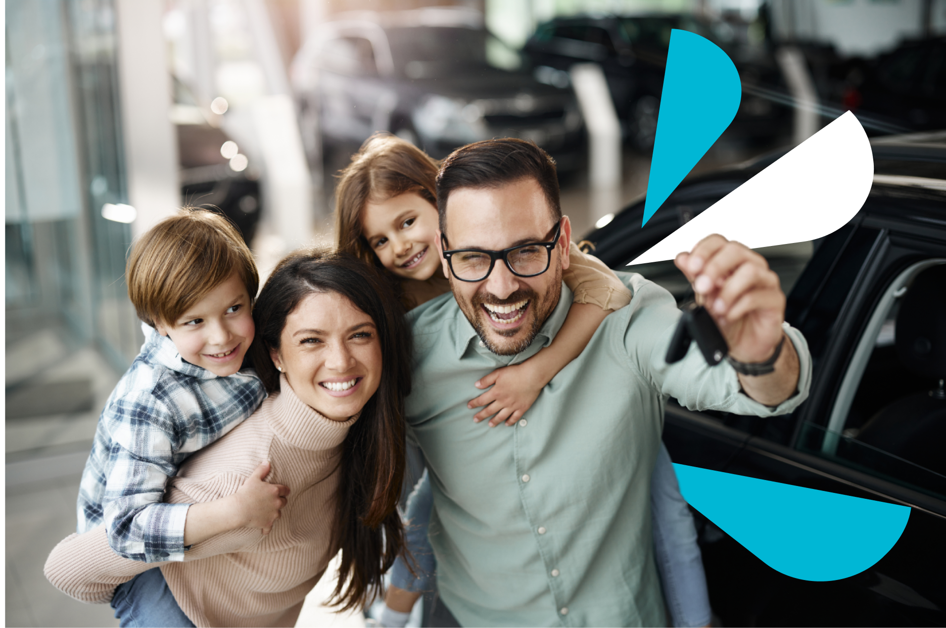 Happy family with car keys